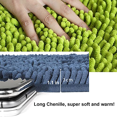 2pcs Guinea Pig Fleece,Cage Liner, Washable Non-Slip Mat（Grey+Blue） | Chenille fleece, absorbent 3-layer design, non-slip TPR backing, machine washable, for small animal cages - color: 2P(Grey+Blue), size: 23''x15''