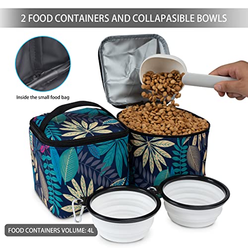 BAGLHER Pet Travel Bag, Double-Layer Pet Supplies Backpack (for All Pet Travel Supplies), Pet Travel Backpack with 2 Silicone Collapsible Bowls and 2 Food Baskets Hawaii - color: Hawaii