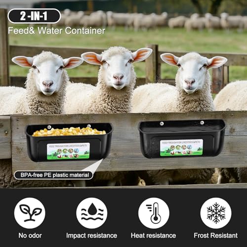 Chicken Feeder Waterer, 6 Pack Duck Feeder Supplies, Hanging Fence Feed Trough with Clips for Goat, Sheeple, Piglet, Gooses, Turkeys, Dog Livestock Poultry, Black - color: 6 pack Black