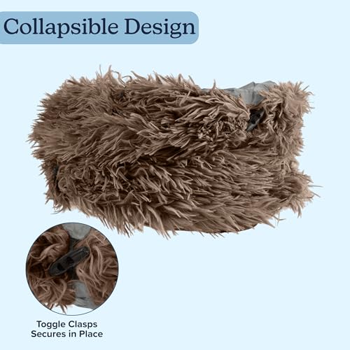 Cat Tunnel with Bed for Indoor Cats - 3FT Multifunctional Cat Tunnel Bed with Toys - Soft, Plush Peekaboo Cat Cave for Kittens, Cats, Ferrets, and Rabbits - Cat Products by PETMAKER (Brown)