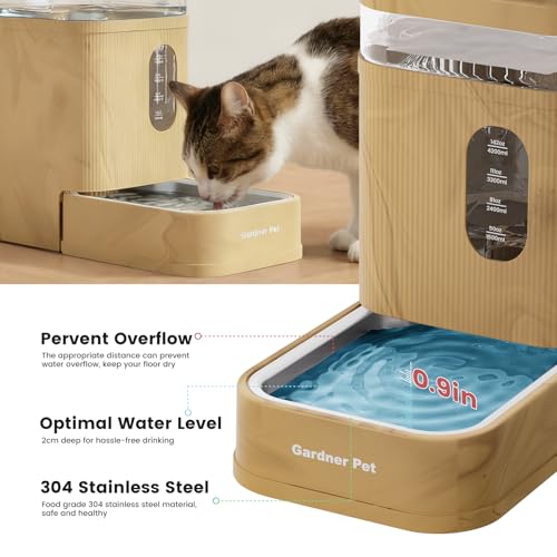 Gardner Pet 1.7 Gallon Automatic Dog Water Bowl Dispenser 6.5L Gravity Water Feeder with Stainless Steel Bowl & Maifan Stone Filter, BPA-Free for for Cats and Dogs (Brown, 1.7 Gallon) - color: Brown, size: 1.7 Gallon