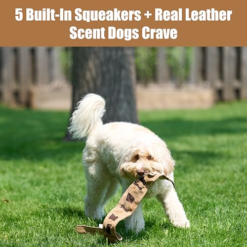 SPOT Skinneeez Leather Snake – 36" Stuffing-Free Dog Toy with Real Leather & 5 Squeakers, Tug Toy for Light to Moderate Chewers, Ideal for Large & XL Dogs - size: 36 Inch