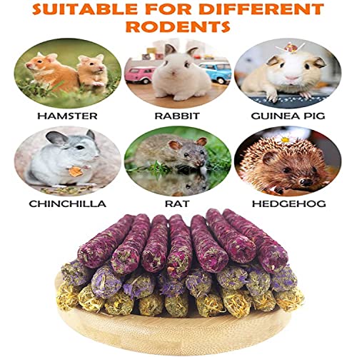 ANDES Bunny Toys 30PCS Guinea Pig Toys Rabbit Toys Accessories Natural Timothy Biscuit Hay Sticks Hamster Toys for Teeth Handmade Rabbit Chews and Treats Apple Wood Sticks Chinchilla Rat Teeth Molar