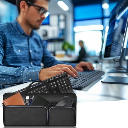 Keyboard Carrying Case for Logitech MK270 MK345 MK335 MK955 | For Office Users, Commuters, and Travelers; Organizer with Mouse and USB Receiver Pocket, Case Only - Black - color: black