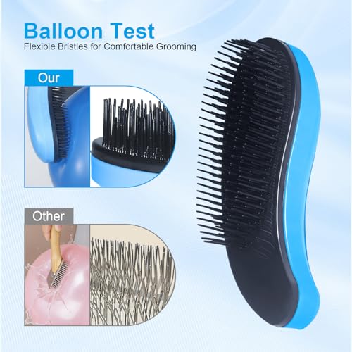 Small Dog Brush, Skin-friendly Soft Bristles (Blue) | Puppy Hair Brush, Massage and Bath Supplies, Pet Grooming Tool for Teddy, Yorkies, Maltese, Shih Tzu, Chihuahua - color: Blue