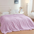 XeGe Luxury Bubble Fluffy Faux Rabbit Fur Bed Blanket King Size, Lavender | 104"x90", Double-Sided, No-Shed, Washable Buttery Soft Light Purple Blanket for Master Bedroom, Couples & Family Snuggling - color: Lavender, size: King (104" X 90")