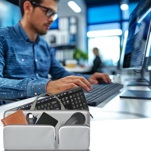 Keyboard Carrying Case for Logitech MK270 MK345 MK335 MK955 | For Office Users, Commuters, and Travelers; Organizer with Mouse and USB Receiver Pocket, Case Only - Gray - color: Grey