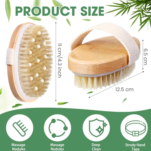 Gejoy 10 Pcs Dry Brushing Body Brush for Lymphatic Drainage Exfoliating Brush with Massage Nodule Dry Skin Body Scrubber Cellulite Shower Circulation Dead Exfoliator (4.92 x 2.56 Inches,Wood Color) - color: Massage Version