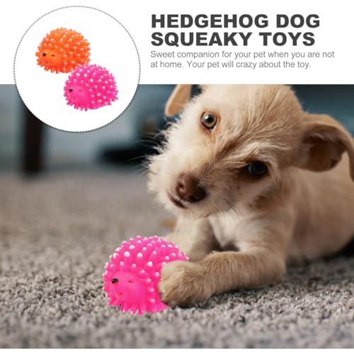 FRCOLOR Hedgehog Dog Squeaky Toys 2 Pcs Pet Molar Toys Latex Chew Toys for Puppies Interactive Teething Toys for Dental Care Cartoon Pet Toys 3.54 X 2.75 X 2.36 in