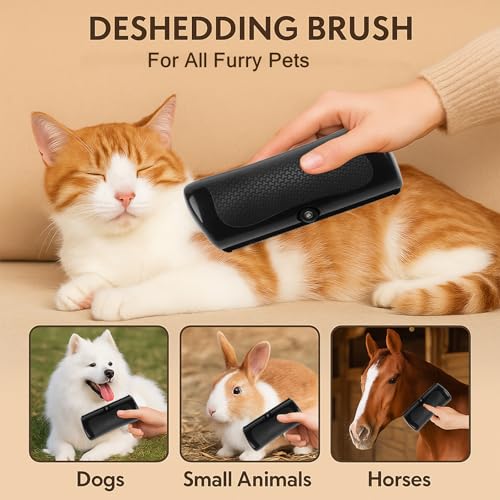 Deshedding Dog Brush, Dog Brush for Shedding Dogs Cats Horses Short Hair | Easy Clean Deshedding Tool Removes Loose Fur & Undercoat, Pet Grooming Brush for Short, Medium Hair Dogs Cats at Home