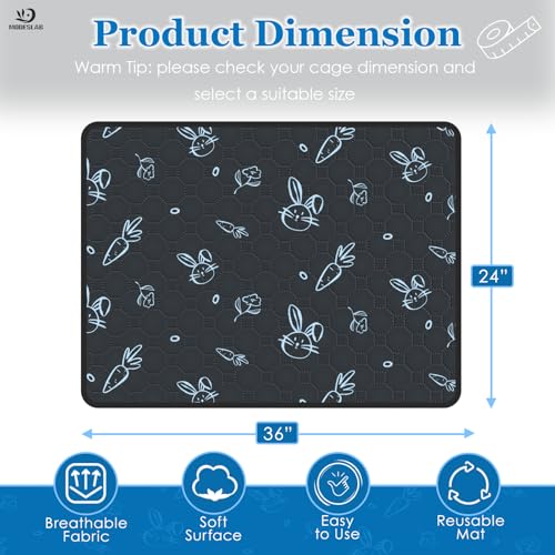 2-Pack Guinea Pig Cage Liner Washable, 24in x 36in Ultra-Absorbent Guinea Pig Bedding for Cage Non-Slip Leak-Proof Pee Pads for Dogs Rabbit Bunny Cat Litter Mat, Navy - color: Navy, size: 24" x 36", 2pcs