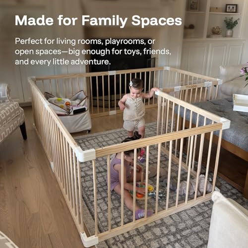 HARPPA Grovi Playpen, GREENGUARD Gold Certified – 57 x 57 inch | New Zealand Pine Wood - size: 57 x 57 x 24 Inch