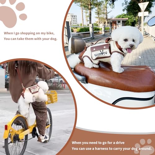 Wakytu Dog Lift Harness Dog Carrier VES Harness Adjustable Leash with Small Puppy Treat Bag,Fits Most Cars,XS | stylish puppy sling carrier with handle & pocket,adjustable leash,walking & travel - color: 1.0 White, size: X-Small(2-5 LBS)