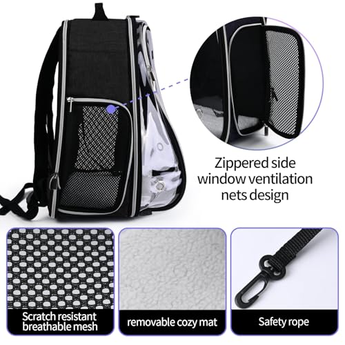 BAGLHER Cat Carrier Backpack Bubble - Fit Up to 18 Lbs - Airline-Approved Dog Backpack Carrier for Small Pets Puppies Dogs Bunny, Space Capsule Dog Carrier Backpack for Travel Outdoor Hiking, Black - color: Black