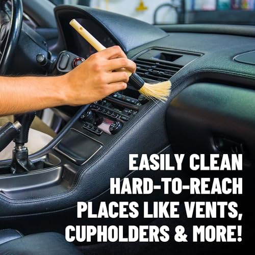 Chemical Guys, Boars Hair Detailing Brush for Wheels, Grilles & Interior | Soft boars-hair bristles gently clean wheels, grilles, emblems and interior surfaces without scratching - style: 1 Pack