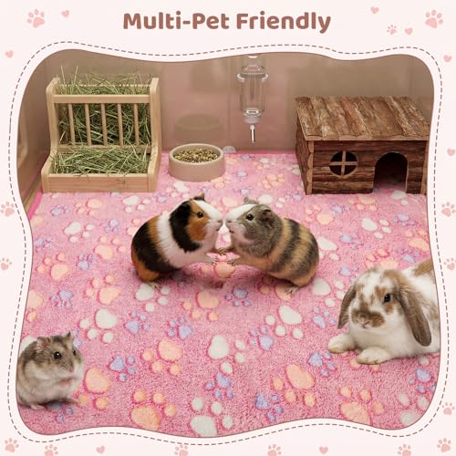 8 Pcs Guinea Pig Cage Liners Washable Fleece Pads 24 x 16 Inches | Reversible Bunny Scratch Pads and Cage Floor Mats, Designed as Enrichment Toys for Indoor Rabbits to Scratch, Rest and Play