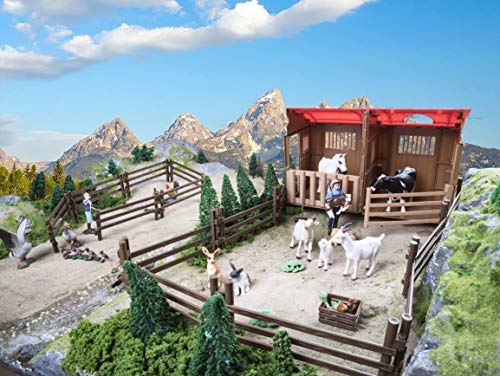 Toymany 24PCS Plastic Corral Fencing Playset Accessories for Farm Animals Figurines, Cake Toppers - Educational Gift for Kids and Toddlers - style: Brown(24PCS)