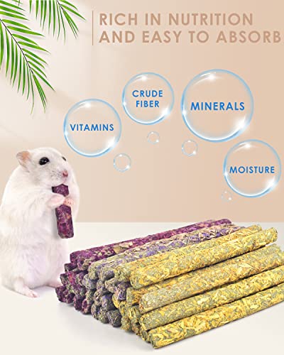 Bissap 36PCS Rabbit Chew Sticks, Mixed Natural Flower Rose Chrysanthemum and Forget-me-not Chew Toys Treats for Rabbit Bunny Chinchilla Guinea Pig Hamster and Other Small Animals Molar Snacks - size: 36 pieces