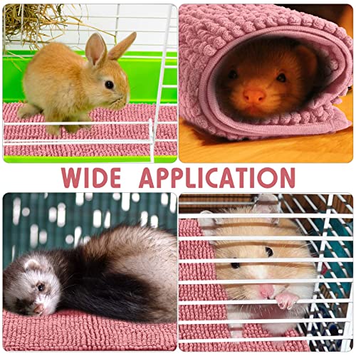4 Pcs Guinea Pig Cage Liner 12 x 12 Inch Washable Chenille Pee Pads Pet Dog Cat Bedding Training Mat Reusable for Small Animals Puppy Bunny Hamster Chinchilla - color: Pink, size: 12 x 12 Inch, style: Low Pile Chenille