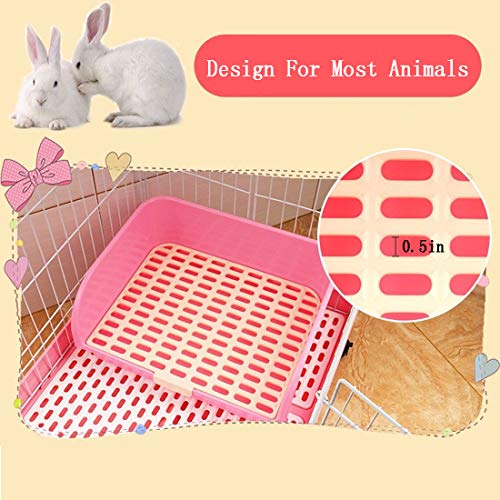 Hamiledyi Large Rabbit Litter Box Corner Bedding Box Chinchilla Toilet Trainer Square Potty Pet Pan for Adult Guinea Pig, Galesaur.Ferret and Other Animals - color: PINK