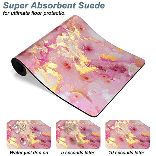 Rnivvi Dog Food Mat, 16" x 24" Absorbent Dog Cat Bowl Mat for Food and Water, Cute Anti-Slip Rubber Pet Feeding Rug Protect Floors, Puppy Placemat for Feeding & Watering Supplies, Pink Gold - color: Pink Gold Abstract, size: 16"L x 24"W