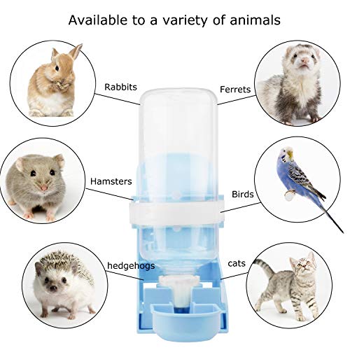 Rabbit Water Bottle,17oz Automatic Rabbit Water Bowl Dispenser Hanging Small Animal Water Bowl No Leak Water Feeder for Bunny Chinchilla Guinea Pig Hedgehog Hamster Ferret