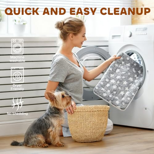 Mora Pets Dog Crate Pad - Ultra Soft Pet Bed With Cute Star Print, Washable Mat for Large Medium Small Dogs, Reversible Fleece Kennel Liner, Cat Bed 23 x 18 Inch Grey - color: Grey, size: 24-Inch