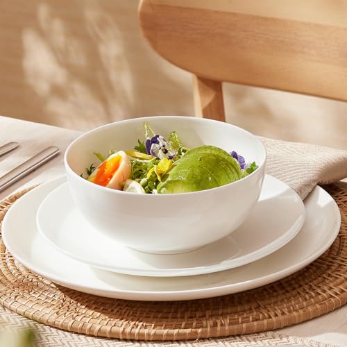 6 Pack Bone China Bowl Set, 28.5 oz Soup and Cereal Bowls, White | Lightweight & Durable Dinner Bowls for Salad Dessert Pasta Cereal Soup Rice Oatmeal, Microwave & Dishwasher Safe - size: 6 Pieces