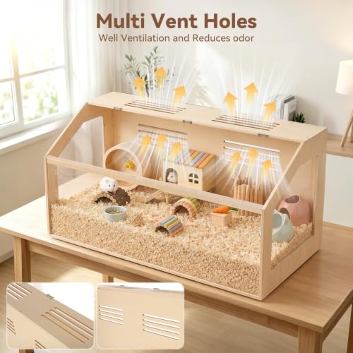 Hamster Cage, 48x20x20 Hamster Tank with Acrylic Viewing Panels, Openable Top & Water-Resistant Base for Fancy Rat, Gerbil, Extra Large - size: 48.0"L x 20.0"W x 20.0"H