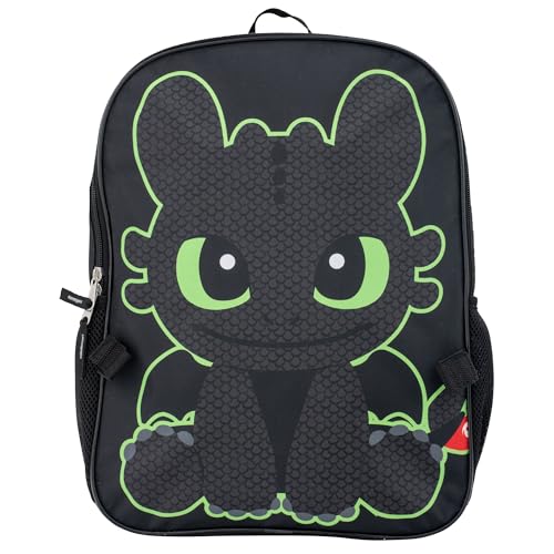 AI ACCESSORY INNOVATIONS How to Train Your Dragon Toothless Backpack and Lunch Box Set, 16 inch School Bag, Black - color: How to Train You Dragon
