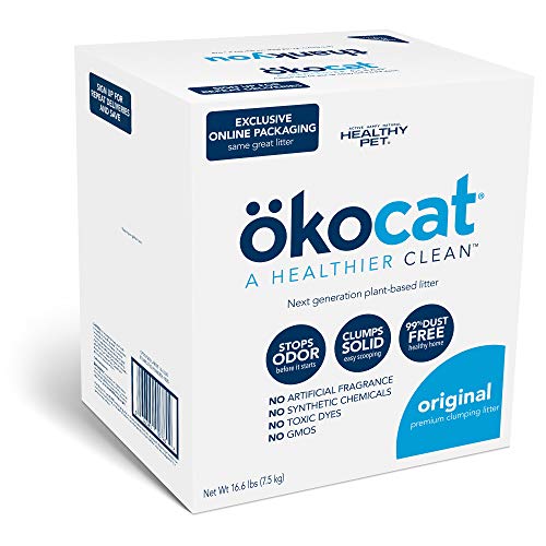 ökocat Original Low-Dust Natural Wood Clumping Cat Litter with Odor Control 16.6 lbs Large | Lightweight formula for easy handling, Plant-based clumping agent, Biodegradable and compostable wood fiber - size: 16.6 lbs, style: Original