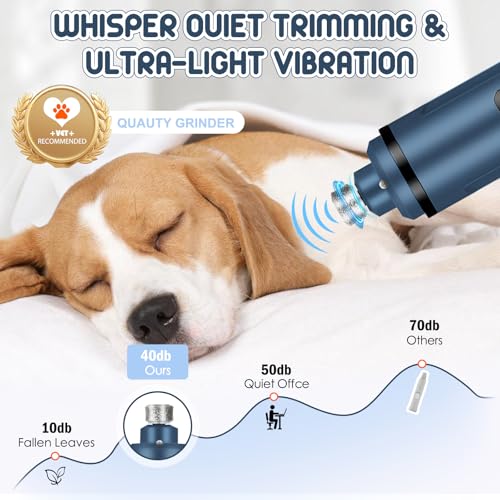 Dog Nail Grinder Electric Powerful 3 Speeds Dog Nail Clippers with Lights Quiet Cat Nail Clipper Painless Care Trimmers Tools for Small Medium Large Dogs and Cats (Blue) - color: Blue
