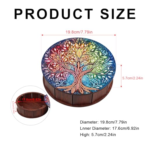 JISHSHAY Diamond Art Storage Box Tree of Life Diamond Painting Wooden Snack Box Gem Painting Candy Box Gem Art Organizer Case Embroidery Kit Mosaic Kits for Adults Storage Containers with Lid - color: Tree of Life 2
