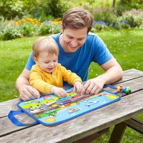 WATINC Travel Felt Board Story Set - 25PCS Portable Felt Board Educational Birthday Gift for Boys Girls, Themed Storytelling Preschool Early Learning Interactive Play Kit for Toddlers (Transportation) - style: Transportation