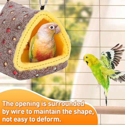 MEWTOGO Medium Winter Warm Bird Nest House with Support Board for Cage | Comfortable Bird Bed with Mat, Hanging Hammock Hut Gift, for Cockatiel Monk Parrots Sun Conure, 7.9"D x 7.9"W x 8.7"H - size: Medium