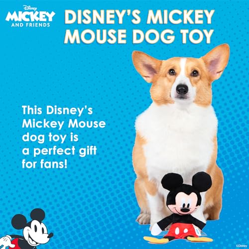Disney for Pets Mickey Mouse Plush Squeaker Dog Toy, 13.5 Inch | Flattie crinkle body design, officially licensed Disney product, inspired by Mickey Mouse, playful design - color: Mickey Mouse Plush, size: 13.5 Inch