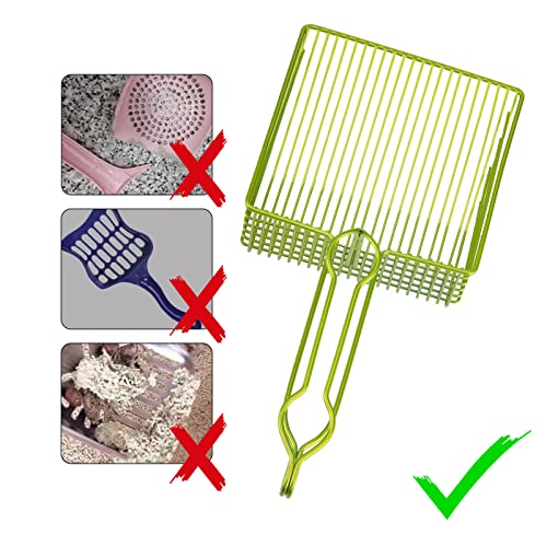 DHXYZZB Metal Cat Litter Scoop with Holder - Heavy Duty Litter Scooper & Speed Sifter with Comfortable Wood Grip - Washable Convenient Stand for Easy and Efficient Cleaning - color: Silver