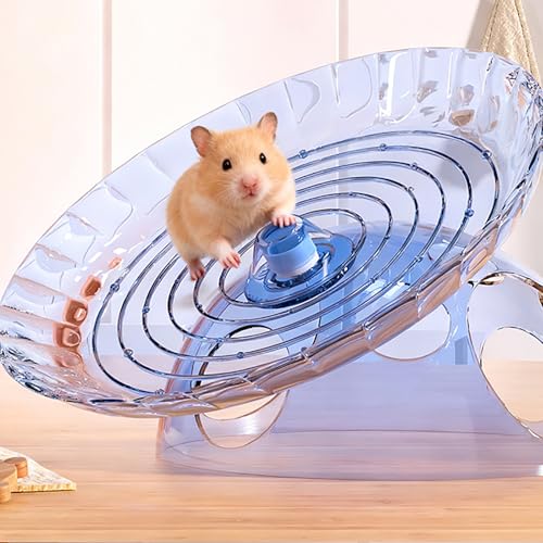 Hamster Wheel, 7 Inch Silent Exercise Running Wheel with Escape Holes, Quiet Spinner Toy for Guinea Pigs, Sugar Gliders, Gerbils (Blue) - color: blue