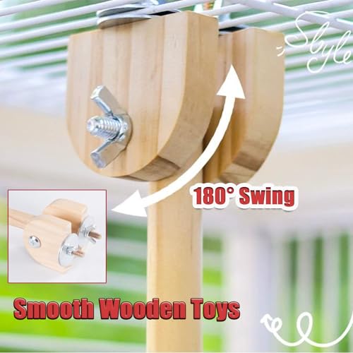 Bird Swing for Cage,Rust Sound Interactive Hanging Bird Toy Perch,Wooden Exercise Cockatiel Toys,Bird Cage Accessories Perch,Parrot Perch Stand for Conure,Budgie,Cockatiel,Lovebird,Canary,Finch - color: Perch