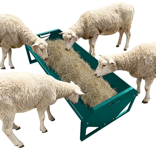 22 Gallon Capacity Livestock Feeder, 45" Hay Feeder for 10 Sheep Once, Heavy Duty Steel Livestock Feeding Trough for Horse, Goat, Sheep, Cattle, Cow, Alpaca, Dark Green | Heavy Duty Steel Livestock Feeding Trough for Horse, Goat, Sheep, Cattle, Cow, Alpac