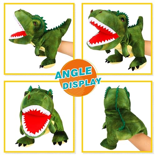 Easfan Dinosaur Hand Puppet with Movable Mouth Plush Toy Gift for Kids 11" | Role play preschool teaching, cute dinosaur stuffed animal, creativity imagination, Easter Christmas birthday holiday gift - style: Dinosaur