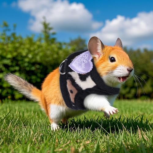 Small Animal Harness and Leash Set, Leopard Print Ferret Leash and Harness Soft Ferret Clothes Stuff Kit Outdoor Walking Accessories for Tiny Pet Rabbit Bunny Guinea Pig Hamster Puppy Kitten