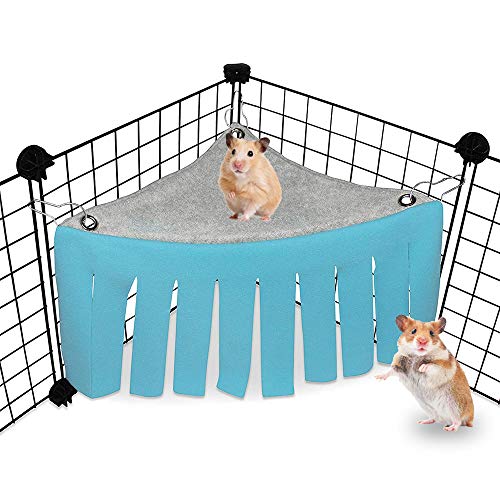 WishLotus Hamster Hideout, Small Animal Hideaway Tent Fleece Forest Pet Cage Accessories Nest Bedding for Chinchilla Guinea Pig Hedgehog Rat Squirrel Ferret Dwarf Bunny (Blue+Grey)