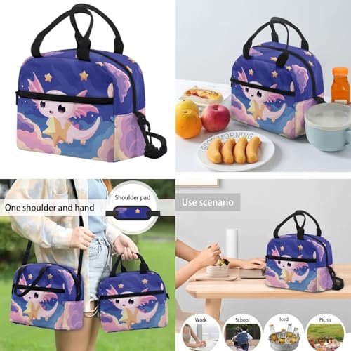 Cartoon Axolotl Bookbag for Girls with Lunch Box Water Bottler Holder and Zipper Clouser Pencil Case for Boys Kids Compartment 6Th Grade School Bag Big Capacity 4 in 1 Primary Backpack - color: Cartoon Axolotl