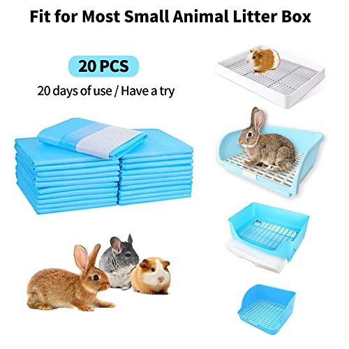 Amakunft Rabbit Pee Pads, Pet Toilet/ Potty Training Pads, Super Absorbent Guinea Pig Disposable Diaper for Hedgehog, Hamster, Chinchilla, Cat, Reptile and Other Small Animal (20pcs-18 x13, Blue) - color: Blue, size: 20pcs-18"x13"