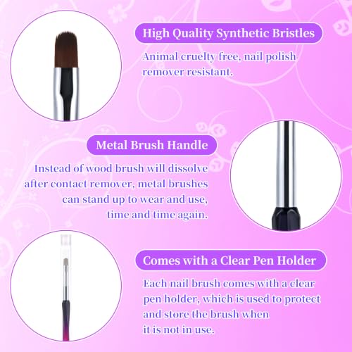 6Pcs Nail Art Clean Up Brushes Nail Brushes Cleaning Polish Mistakes | Acetone Resistant Nail Brush, Fingernail Cleaning Brushes for Nail Art and Designs - color: Pink Black-6Pcs