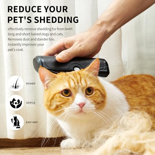 Deshedding Dog Brush for Shedding, Black | For short and medium coats, replaceable metal blade, helps remove loose fur during home grooming - color: Black