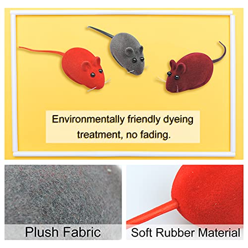 Andiker 3 Pcs Cat Mouse Toy, Flocking Squeaking Mouse Cat Toy 3 Random Colors Soft Small Cat Toys for Indoor Cats Interactive Cat Toy for Cats and Kitten to Catch and Bit (3pcs)