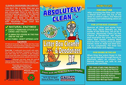 Absolutely Clean Litter Box Cleaner and Deodorizer, Eliminate Odors Quickly, Neutralizes Urine and Feces Odors in The Air and The Box, Make Litter Last Longer - style: 32 Fl Oz (Pack of 1)