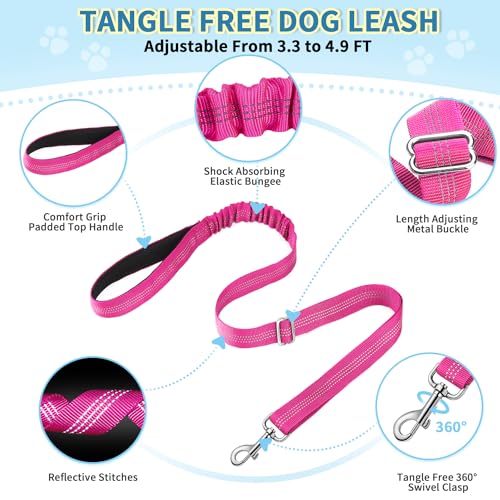 SlowTon No Pull Small Dog Harness and Leash Set with Front Clip | Soft Padded, Neck & Chest Adjustable, Lightweight, Anti-Twist, Puppy Vest Harness Pet Lead Combo for Small Medium Dog, FU XXS - color: Fuchsia, size: XX-Small